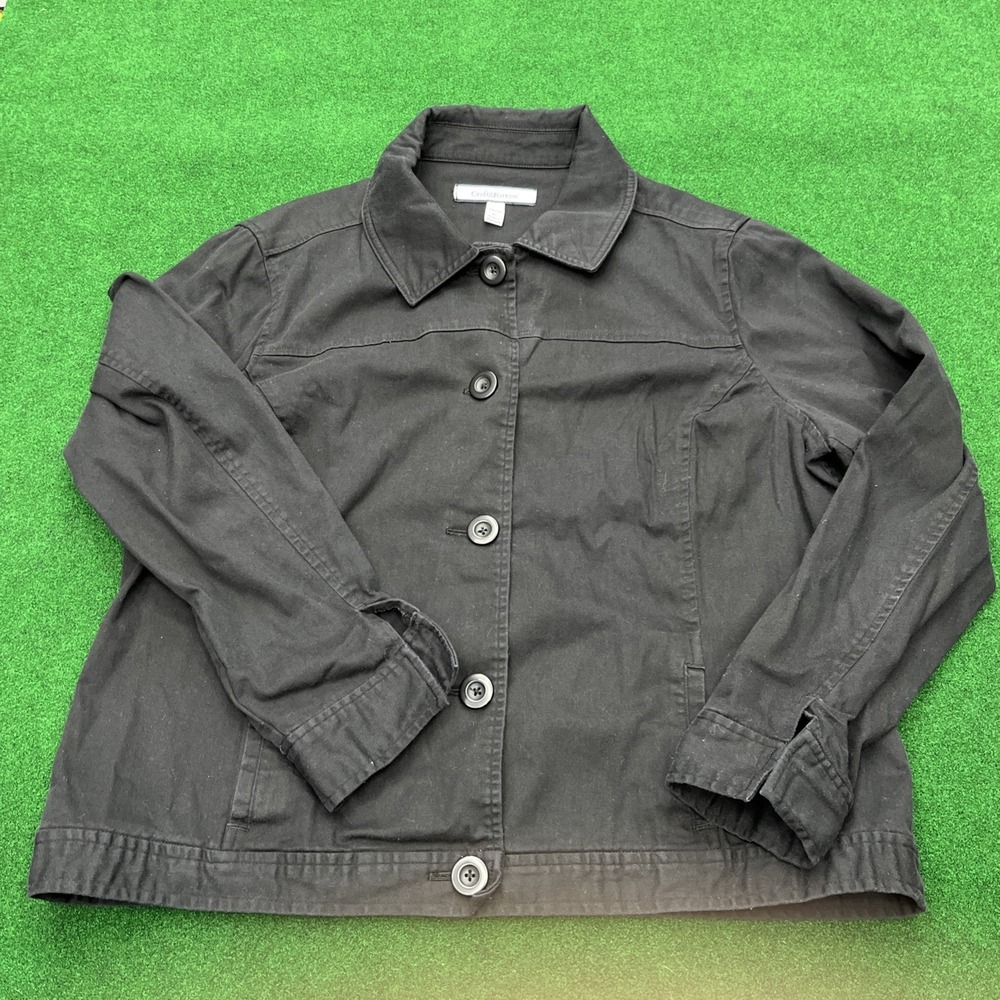 Croft‎ & Barrow Stretch Denim Western Jacket Button Down Black Womens Size XL
